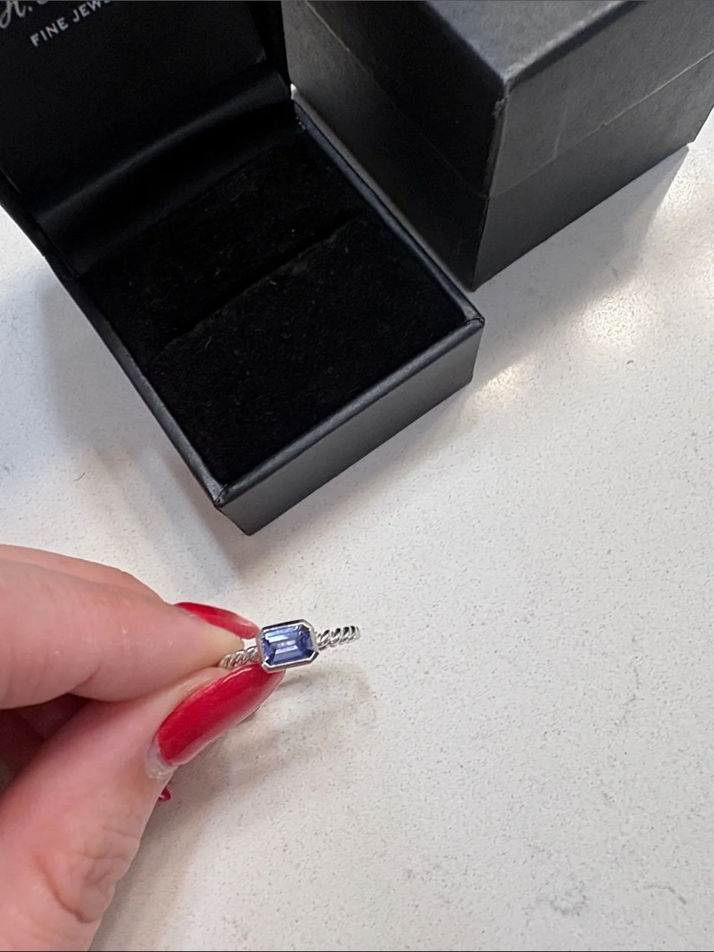 Silver Ring with Blue Gemstone